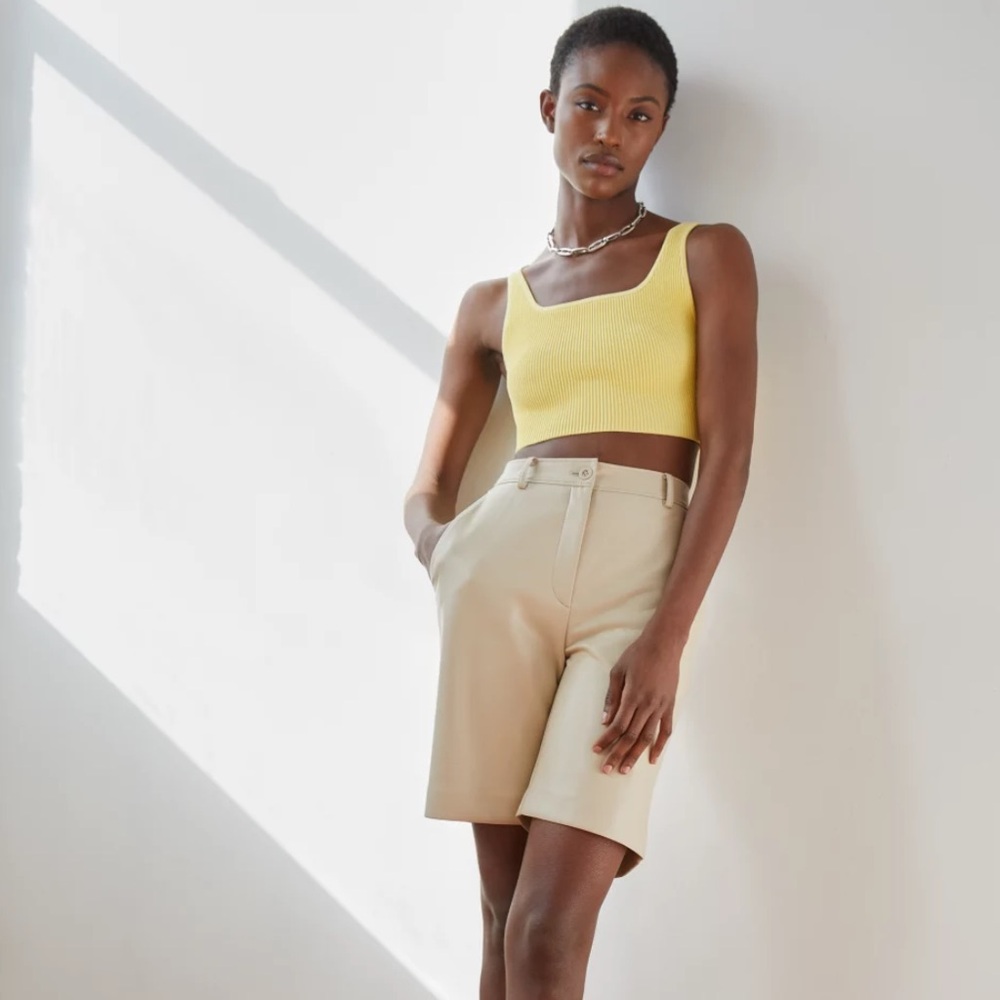 Aritzia Babaton Vegan Leather Wide Leg Shorts